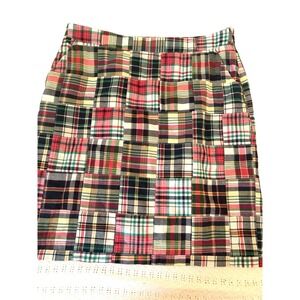 Brooks Brothers 346 Skirt Size 6 Preppy Quilt Patch plaid Knee Length multicolor